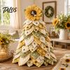 Creative Holiday Gift Ideas DIY Quilted 3D Christmas Tree Craft Kit for Beginners, Handmade Fabric Patchwork Handcrafted Decor Set Tabletop
