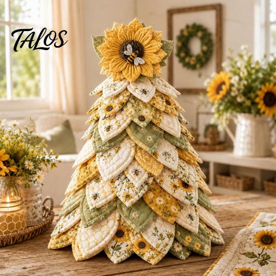 Creative Holiday Gift Ideas DIY Quilted 3D Christmas Tree Craft Kit for Beginners, Handmade Fabric Patchwork Handcrafted Decor Set Tabletop
