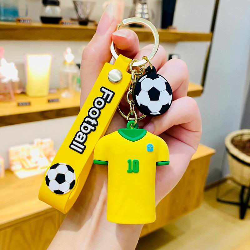 Creative European Cup Football Jersey Keychain Pendant - Trendy Cartoon Design, Perfect As a Couple's Gift or Accessory for Backpacks and Car Keys.