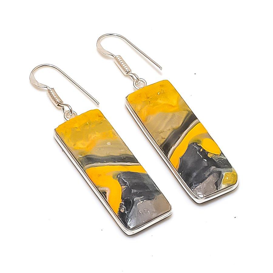 Natural Bumble Bee Jasper 925 Sterling Silver Jewelry Earring 2.09 AE-12048