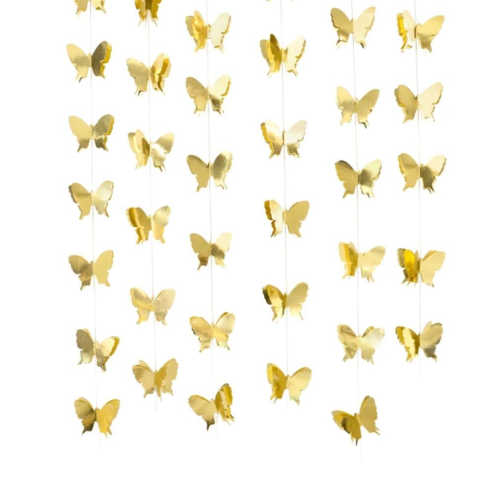 2m 3D Butterfly Paper Banner DIY Party Hanging Decoration  Wedding Birthday