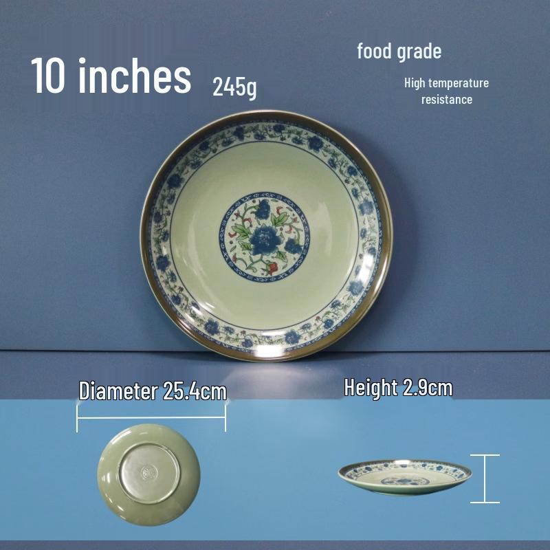 Blue and White Melamine Dinner Plate