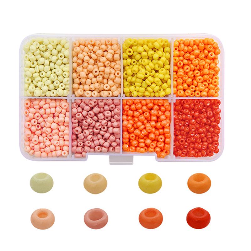 8-Compartment Solid Color Glass Seed Beads Set for DIY Bracelets & Necklaces