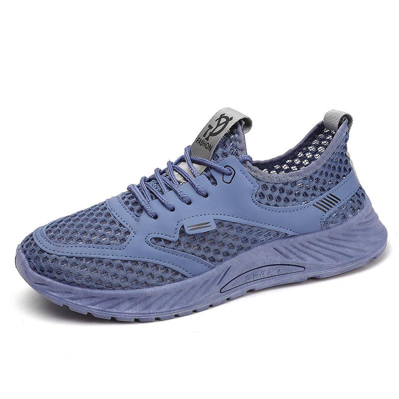Men's Shoes Summer New Hollow Breathable Mesh Sports Casual Non-slip Men's Running Mesh Shoes Trendy Shoes