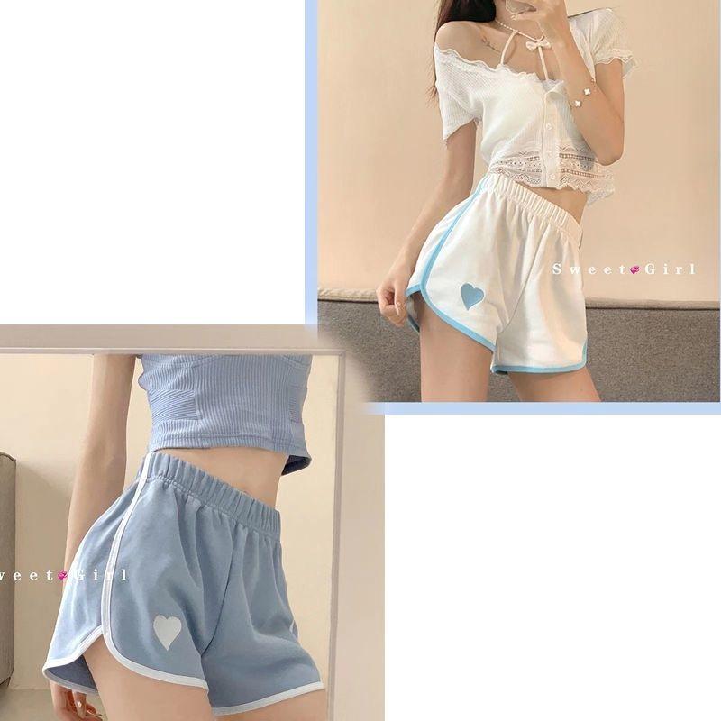 WTEMPO Women Embroidery Sports Shorts Casual Home Short Pants Ins Summer Thin Section Loose Fashion Harajuku Wide-leg Shorts