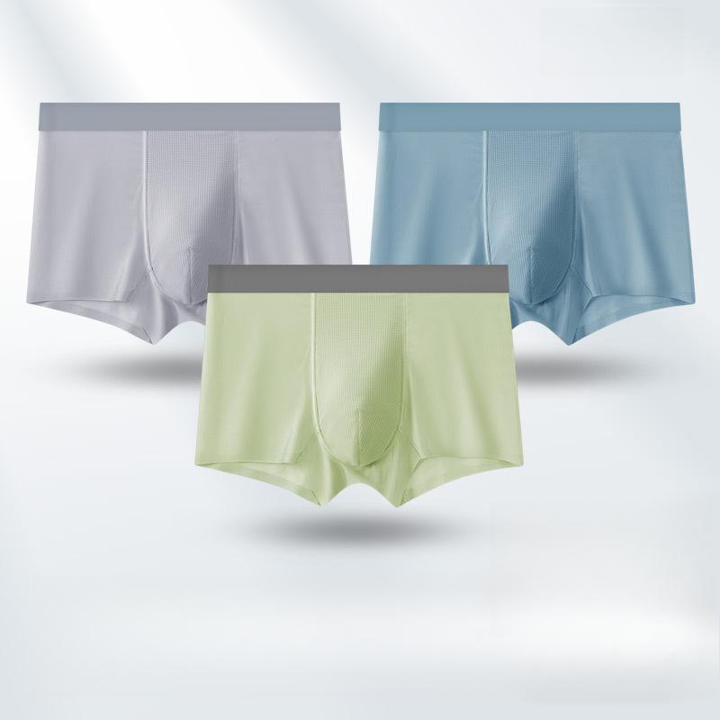 3pcs Men's Ice Silk Seamless Underwear Men's Ice Silk Summer Men's Boxer Shorts Mesh Breathable Boxer Brief