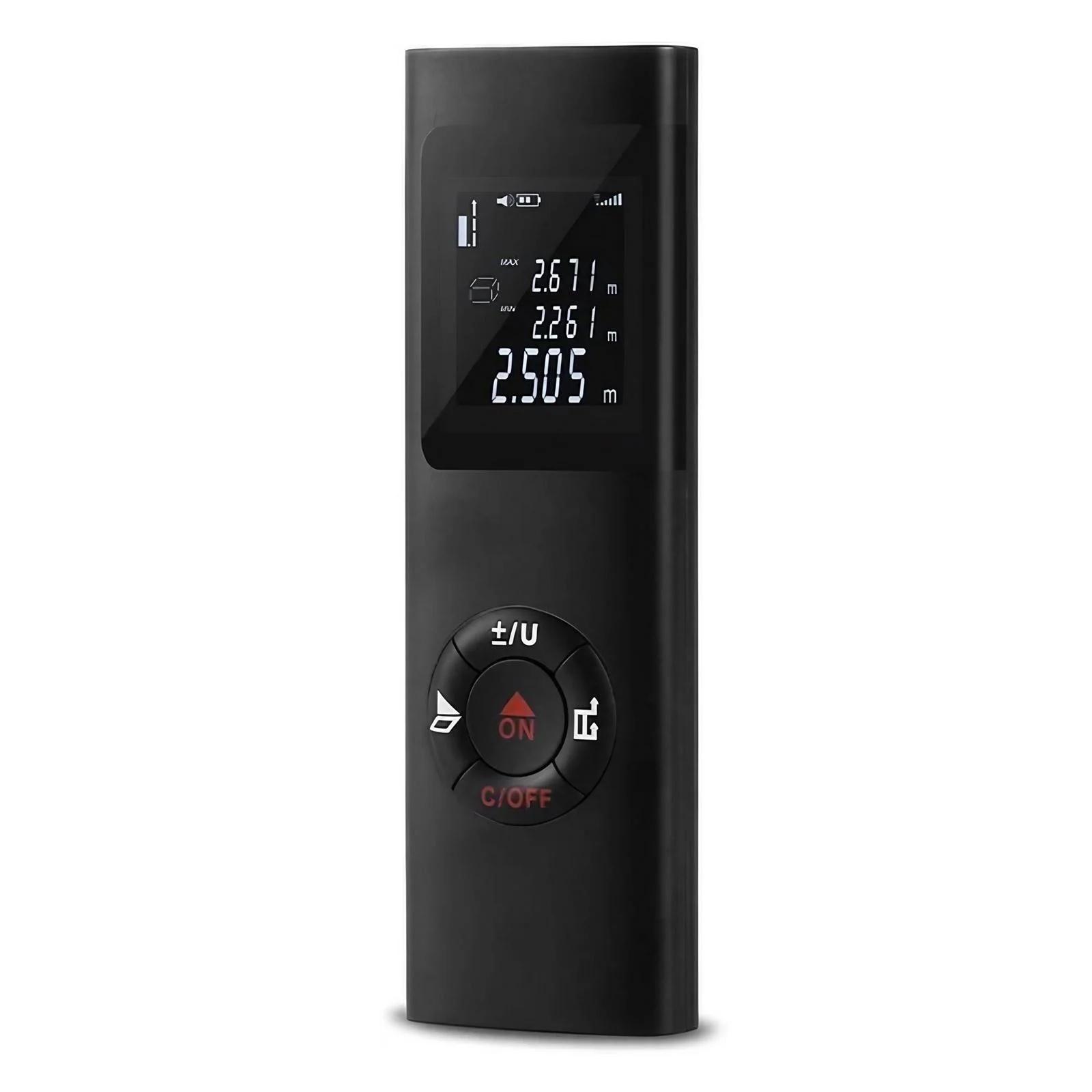 

Портативный цифровой лазерный дальномер 40 м 60 м Высокоточный лазерный измерительный инструмент USB-зарядка Переключение метрической единицы 40m чёрный