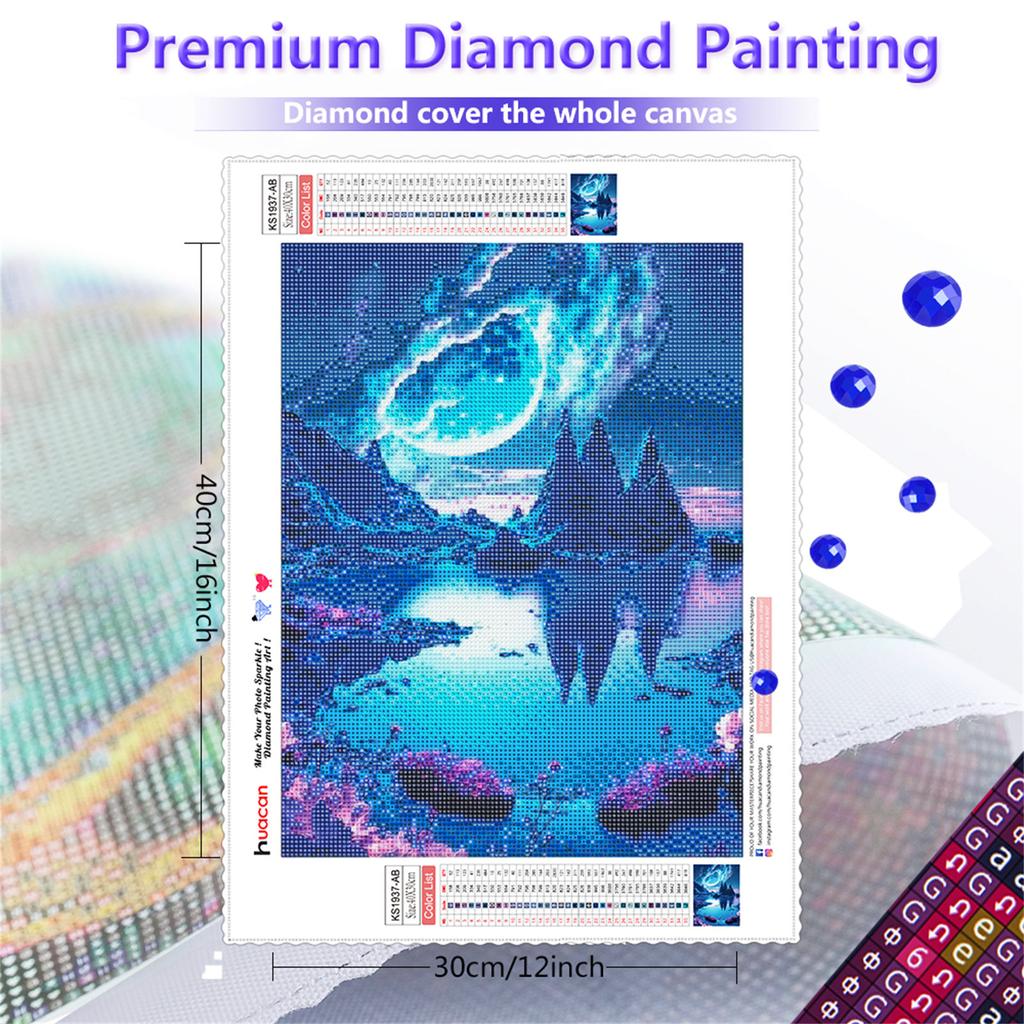 HuaCan Diamond Painting DIY Kit Lanscape Εικόνα Πλήρες στρογγυλό τρυπάνι μωσαϊκό Νυχτερινή θέα Πίνακες ζωγραφικής Κέντημα Διακόσμηση σπιτιού