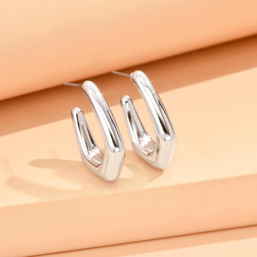Exquisite High-End Metal Hoop and Stud Earrings with Niche Design