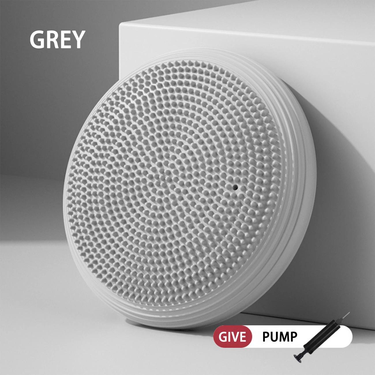 

Набор из 2 предметов Надувной тренажер для кора Набор подушек для баланса для йоги из ПВХ-материала для йоги, пилатеса и тренировки баланса Pad+Pump серый