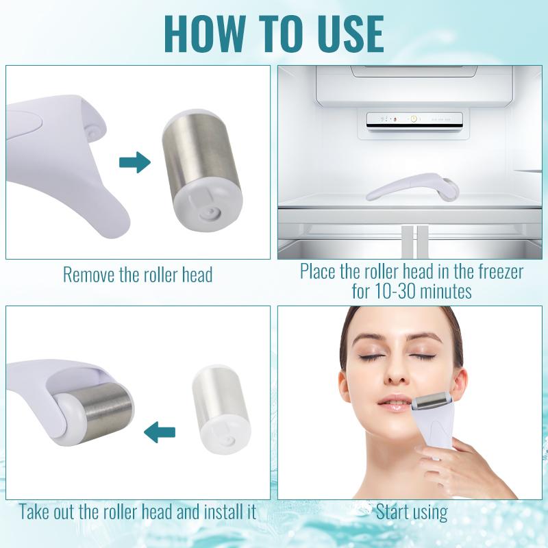 Facial handheld massage roller instrument,stainless steel ice roller for slimming andbeauty; cold compress to tighten pores