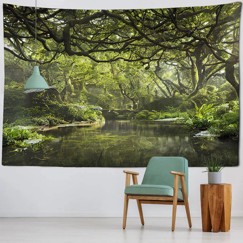 Natural Scenery Forest Trees Tapestry Office Living Room Tapestry Home Wall Decoration Tapestry