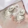 Fashion Exaggerated Oval Sun Hanging Ear Clip for Women Big Personality Statement Earrings Without Pierced Jewelry Accessories