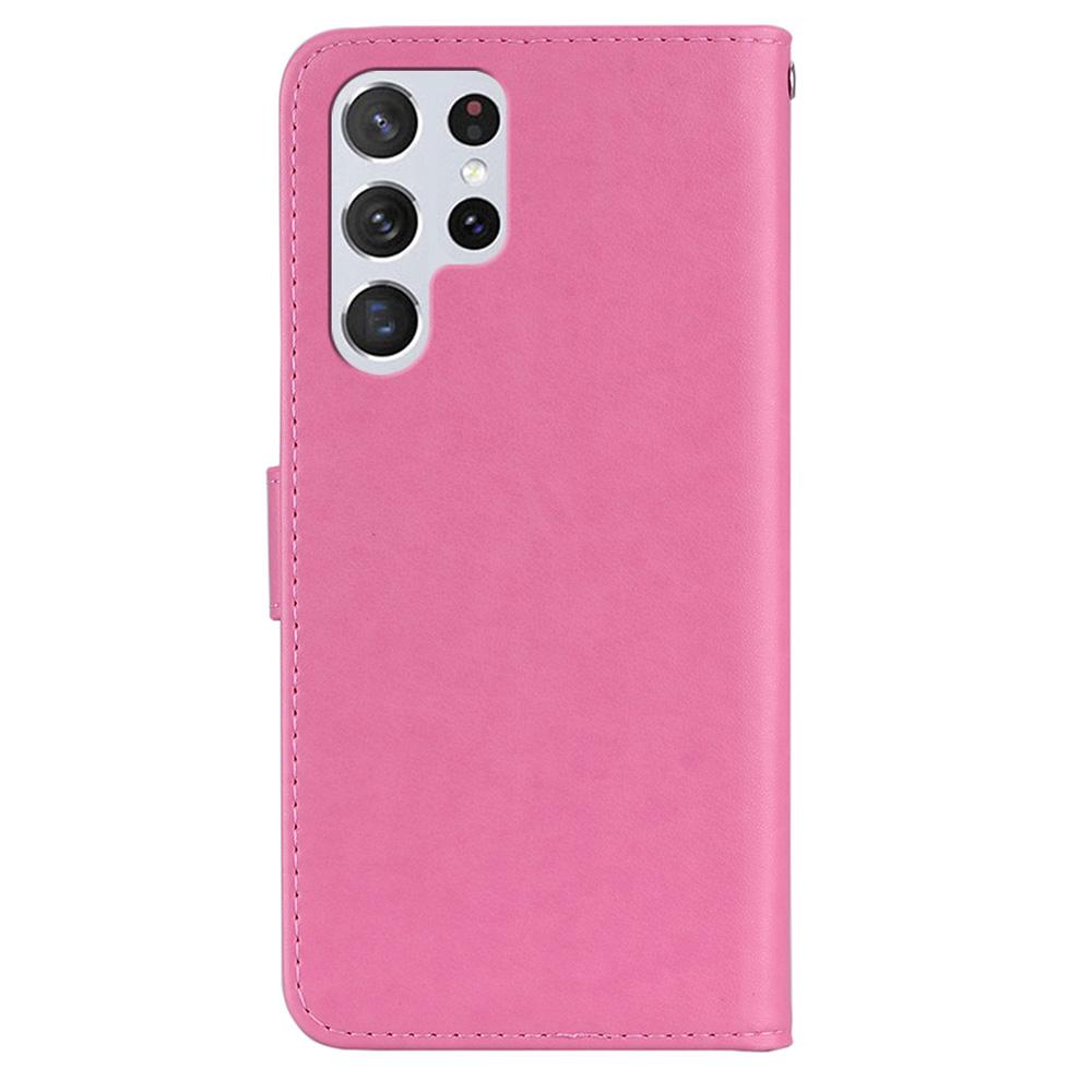 For Samsung Galaxy S24 Ultra Lommebokdeksel Ugle Blomst Imprint Rhinestone Lærdeksel