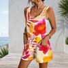 Plus Size Womens Romper With Tank Top And Patch Pockets