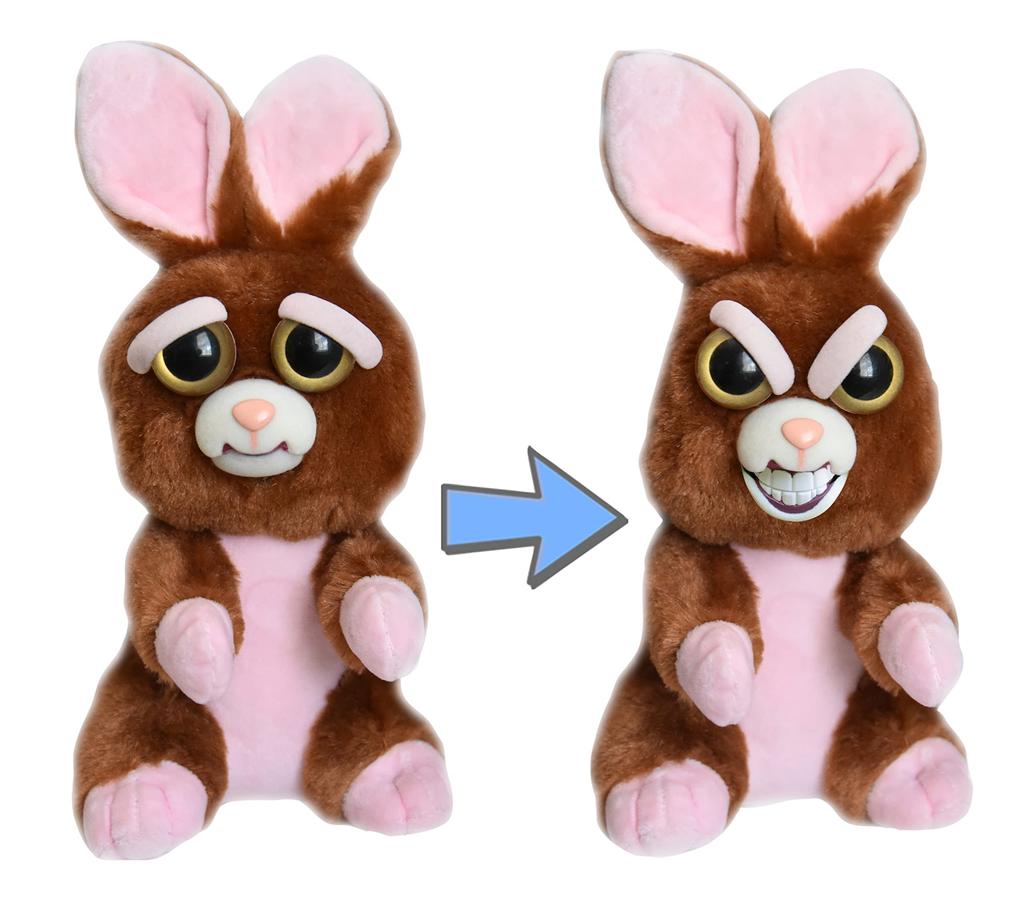 RANGS Feisty Pets Smile Bunny Plush Toy with Changing Facial Expressions