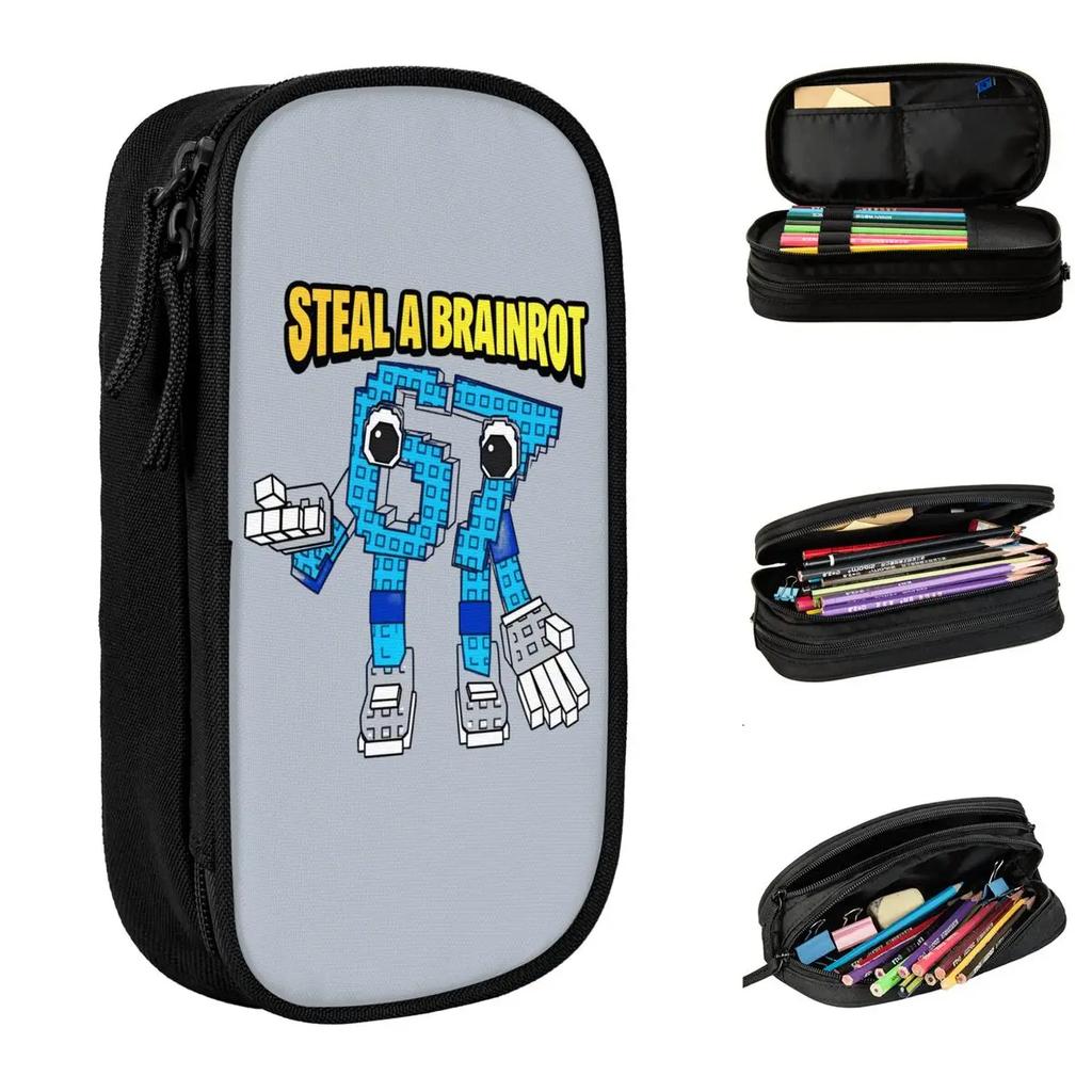 Bruh Steal A Brainrot 67 Six Seven Pencil Case Brainrot Meme Pen Box Pencil Bag Student Big Capacity Students School Pencilcases