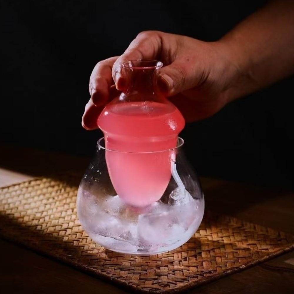 Whiskey Dispenser Transparent Ice Wine Jug Detachable Flat Mouthed Wine Decanter Glass Slant Mouthed Wine Warmer Restaurant