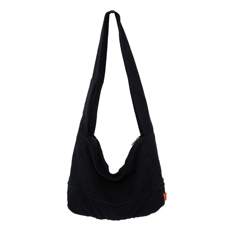 HOCODO Fashion Ladies Messenger Bag Large Capacity Shopping Bag Unisex Canvas Student Shoulder Bag Solid Color Handbag Women