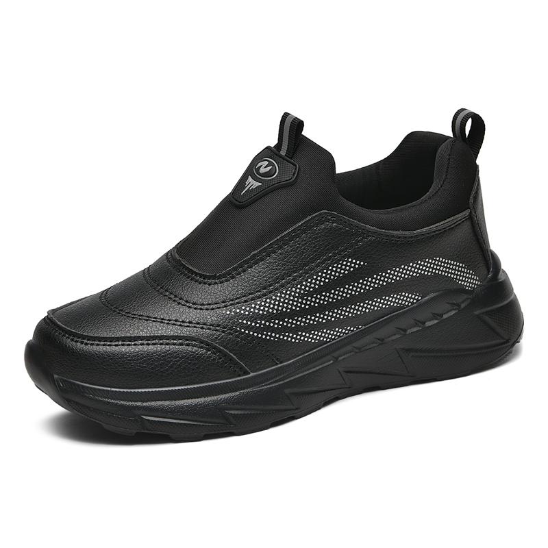 

Men s Black Leather Casual Sneakers, Lightweight Walking Shoes 40 чёрный