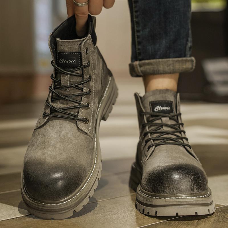 Extra Large Size Men's Shoes Big Yellow Boots British Style High Top Boots Desert Tooling Locomotive Boots