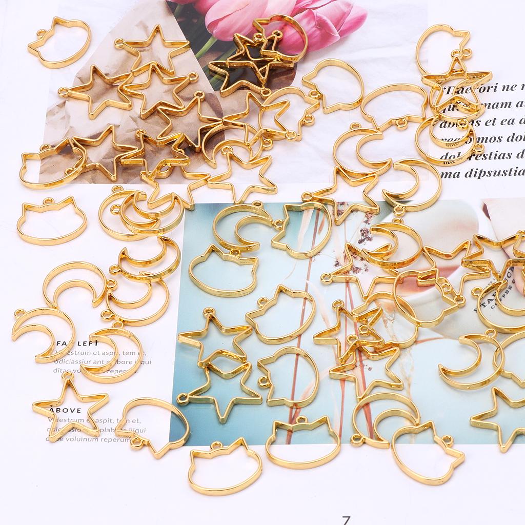 90 Pieces/Set for Creative Hollow Frame Charms Mini Alloy Open Back Bezel Pendan