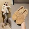 Curly Lambfur Women Moccasins Genuine Leather Fur Flats Ladies Band Buckle Lambwool Slip On Loafers Winter Furry Shoes for Woman
