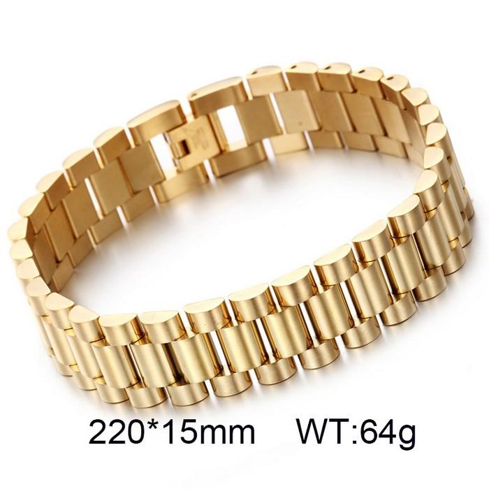 Kalen 9/10/15mm Golden Watch Strap Stainless Steel Bracelet For Men Women High Polished Bangle Party Holiday Jewelry Gifts