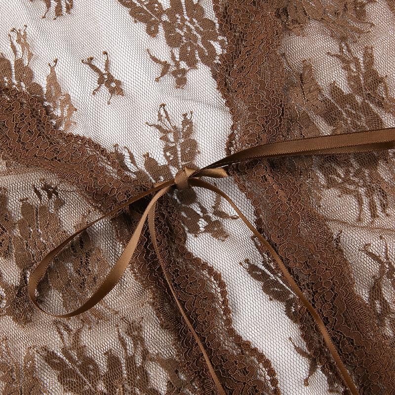 Bluză din dantelă din plasă pentru femei de vară cu mânecă lungă în perspectivă subțire Top guler în V Cardigane din dantelă Cămașă Crop tops