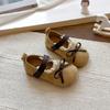 Girls' leather shoes for spring and autumn, new toddler princess shoes for baby girls, simple lace-up shoes for young girls, versatile