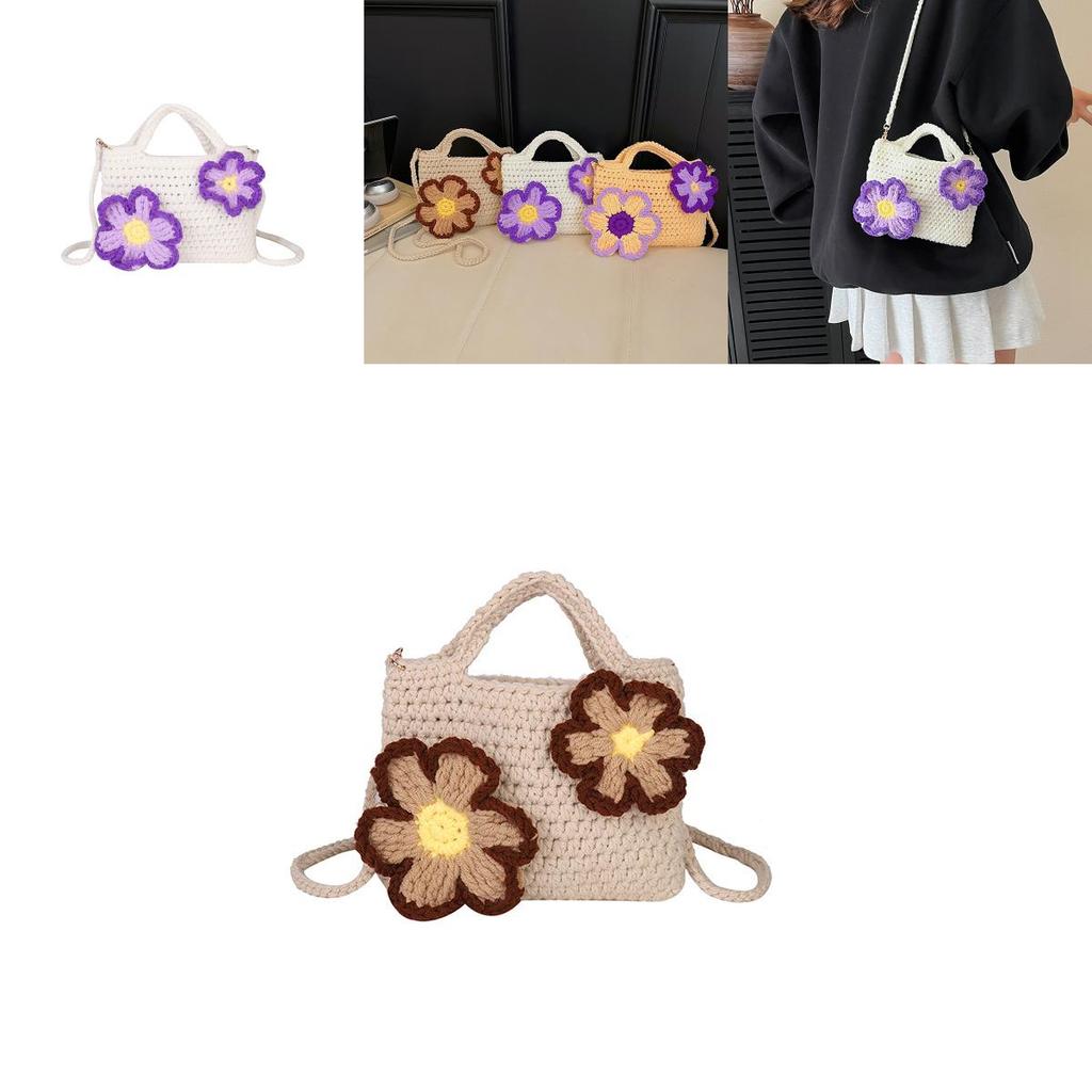 Soft Cottontextured Small Shoulder Bag With Flower Design For Daily Wear
