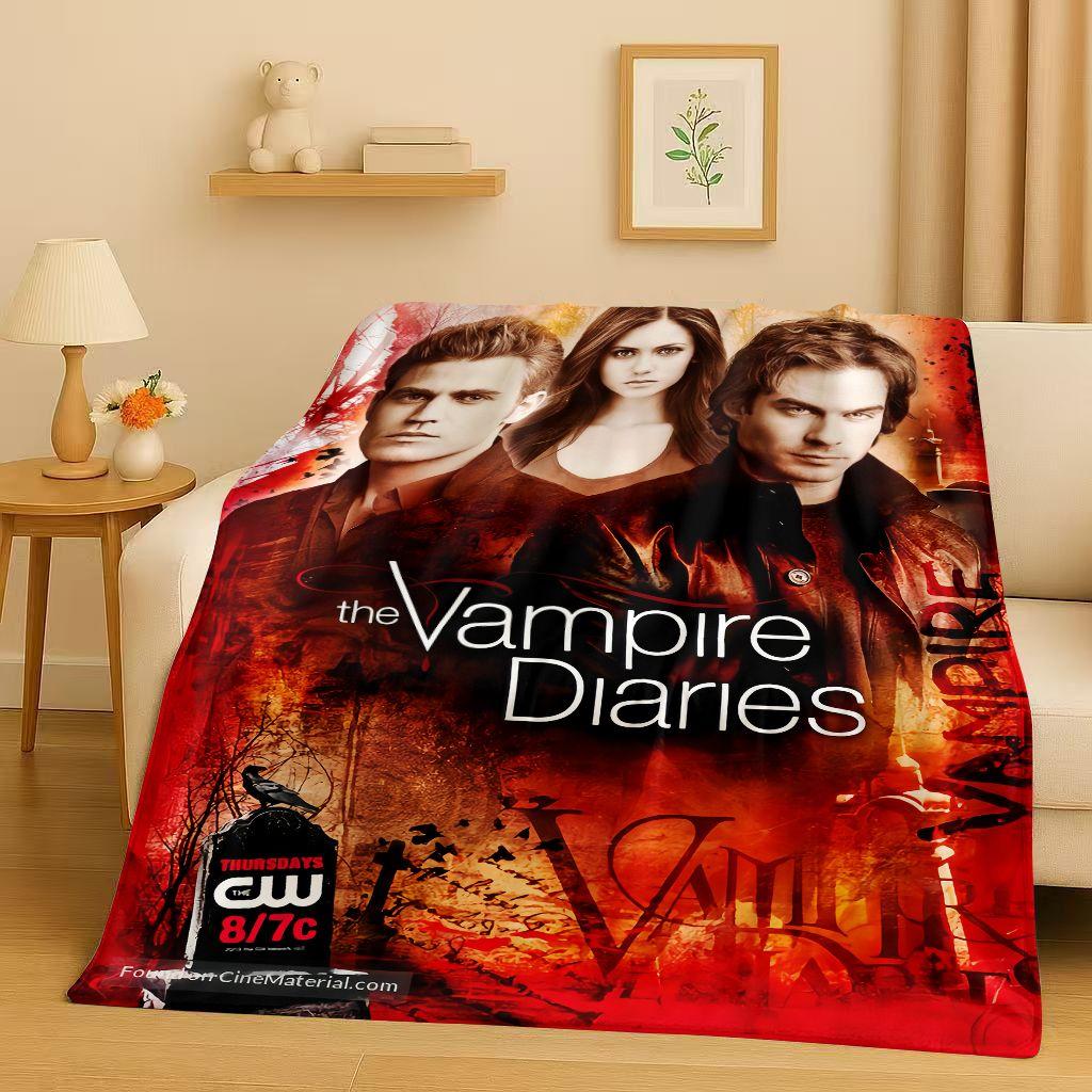 Classic The Vampire Diaries Damon Salvatore TV Flannel Blanket,Ultra Soft Warm Plush Throw for Home Bedroom Bed Sofa Cover Kids