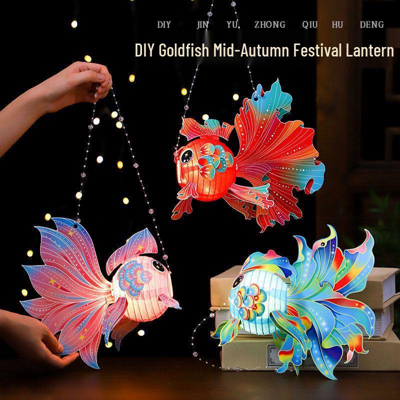 DIY Chinese-Style Luminous Lantern Kit: Mid-Autumn Festival Handheld Honeycomb Goldfish & Flower Lanterns for Kids