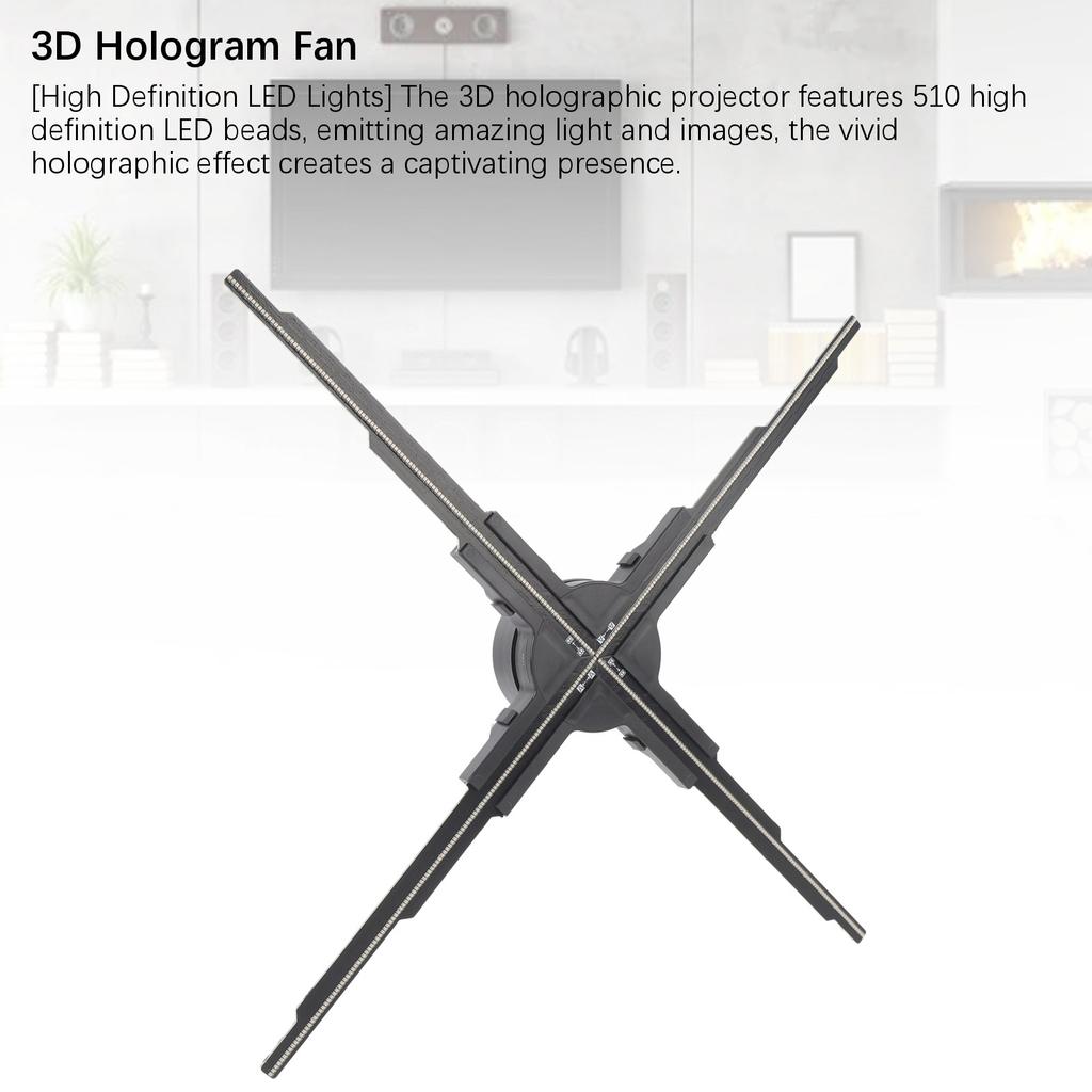 3D Holographic Fan 50cm 510x1400P Resolution 510LEDs 4GB Memory Supports PC Software APP Editing LED Fan Projector
