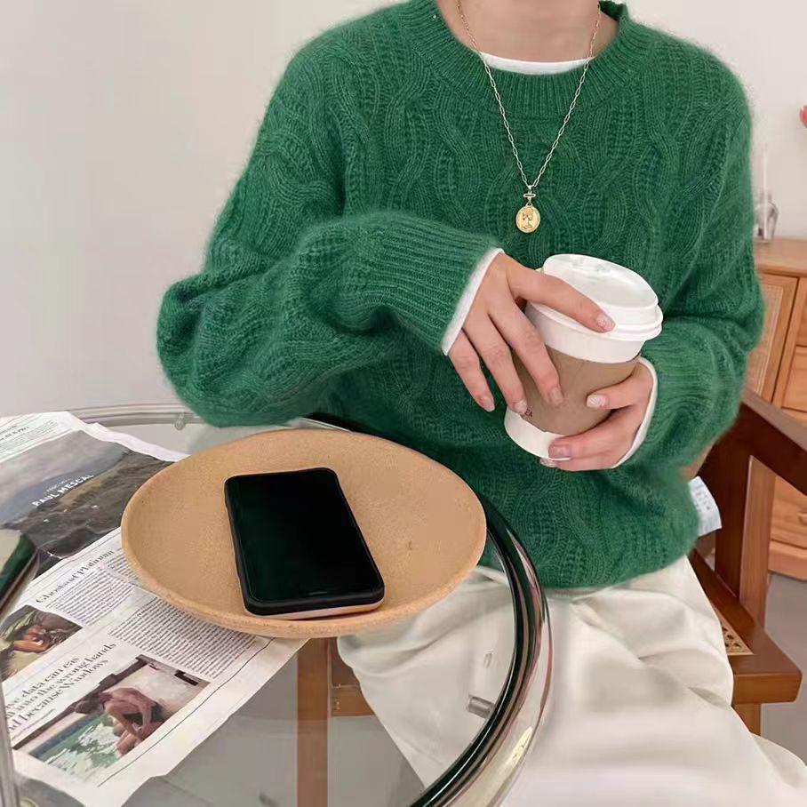 100% Pure Wool Casual Sweater Knit Top - Autumn/Winter Fashion Thickened Pullover