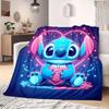 Stitch Cartoon Print Flannel Blanket for Picnics Travel Bedrooms Sofas Beds Chairs Home Decor Style