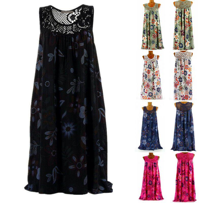 Stylish Women's Summer Sleeveless Floral A Line Dress Perfect For Cocktail Parties And Beach Days