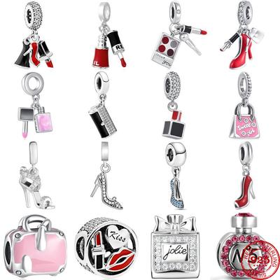 2023 Lipstick Perfume Bag Elegant Lady S925 Sterling Silver Charms DIY Dangle Bead Fit Original Bracelet Fashion Jewelry