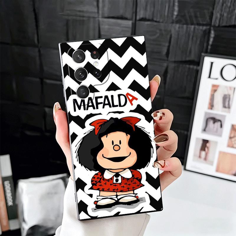 Mafalda Cartoon Cute Soft Phone Case for Samsung Galaxy S26 S25 Edge S24 Ultra S23 Plus S22 S21 FE S20 Black Cover Back Shell