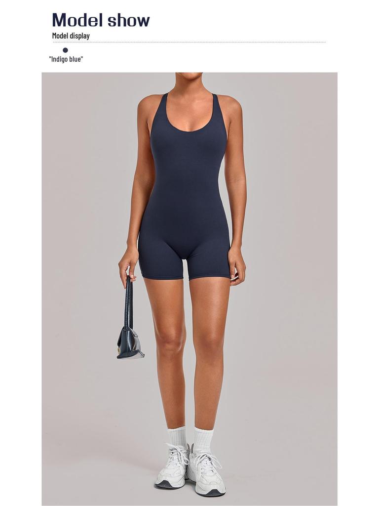 Nouveau Body de Sport Yoga Européen et Américain: Combinaison une pièce à dos croisé, ajustée, pour le fitness et la course à pied