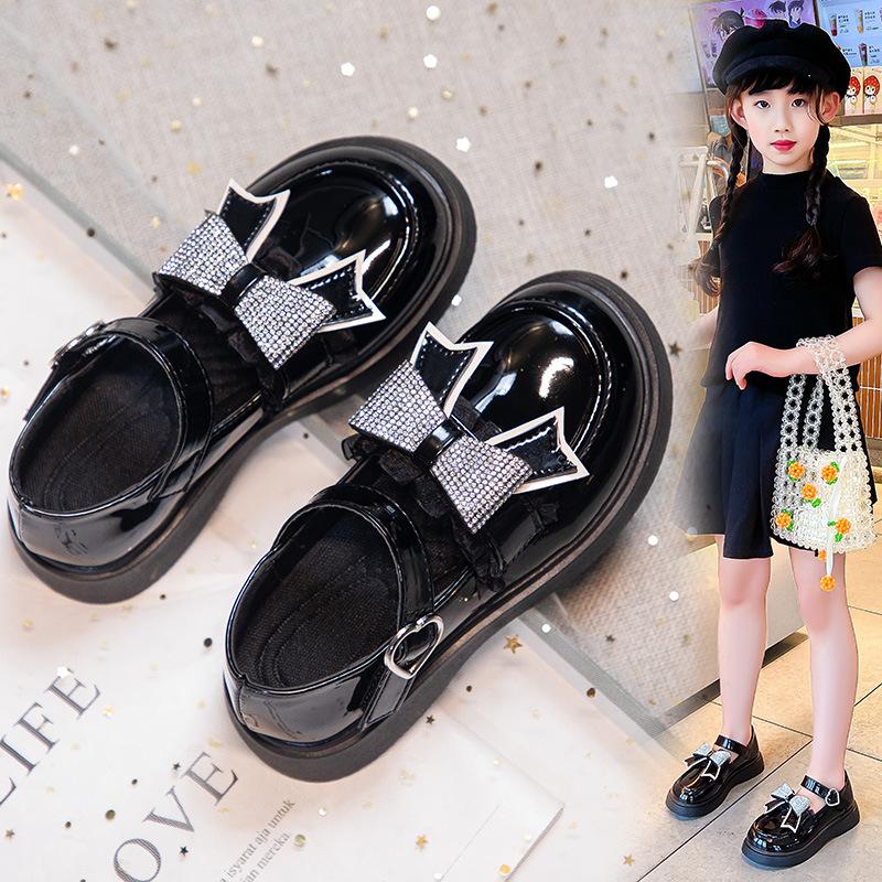 

Girls shoes small leather shoes black spring and summer new children s princess sandals soft soles middle and older children s performances foreign 37 чёрный