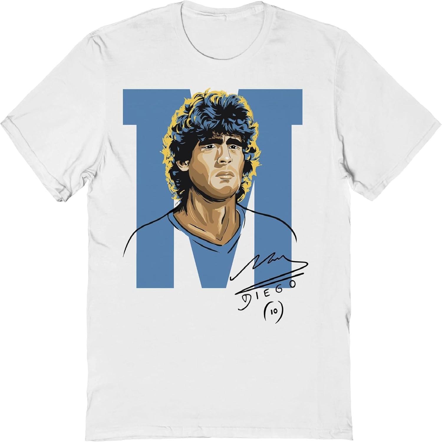 

2Bhip Diego Maradona T Shirt Portrait Signature Adult Short Sleeve Argentine Footballer Soccer Graphic Tees S разноцветный