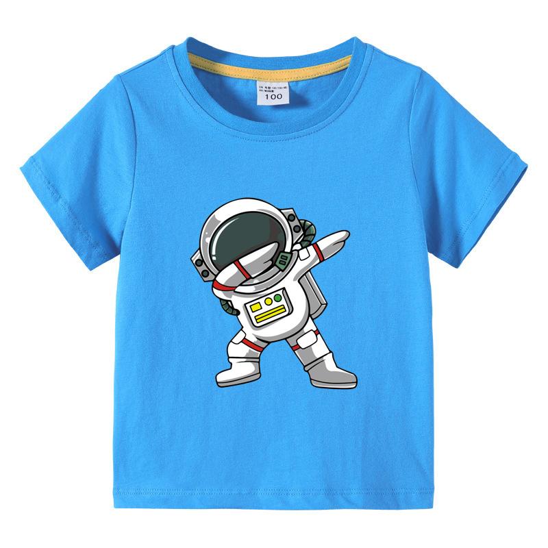 2025 New Kids Clothing Fashion Spaceman Graphic Short Sleeve T-Shirt 3-10Years Children Boy O-Neck Tops Tee Kids Summer Clothes