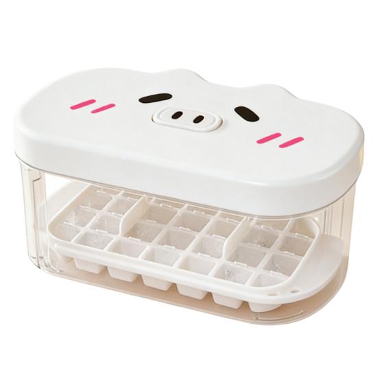 

Pig-Shape Ice Cube Tray with Lid Plastic Mold for Freezer Leak-Proof Stackable BPA-Free Effortless Ice Cube Maker for Home Party белый