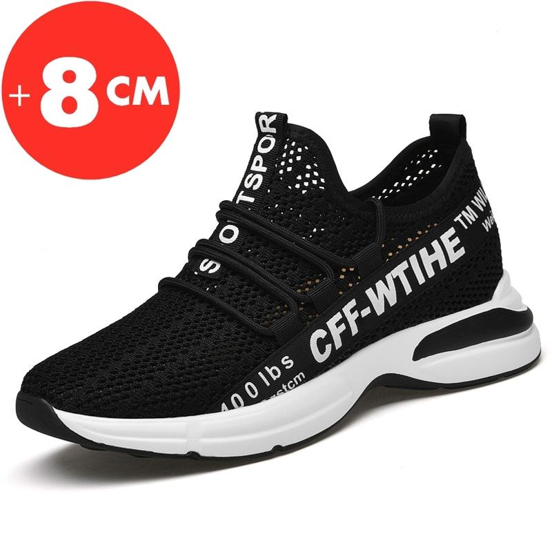 

8CM Summer Elevator Shoes Men Lift Sneakers Casual Mesh Loafers Soft Men Height Increase Shoes Fashion Sports Taller Shoes 37 чёрный