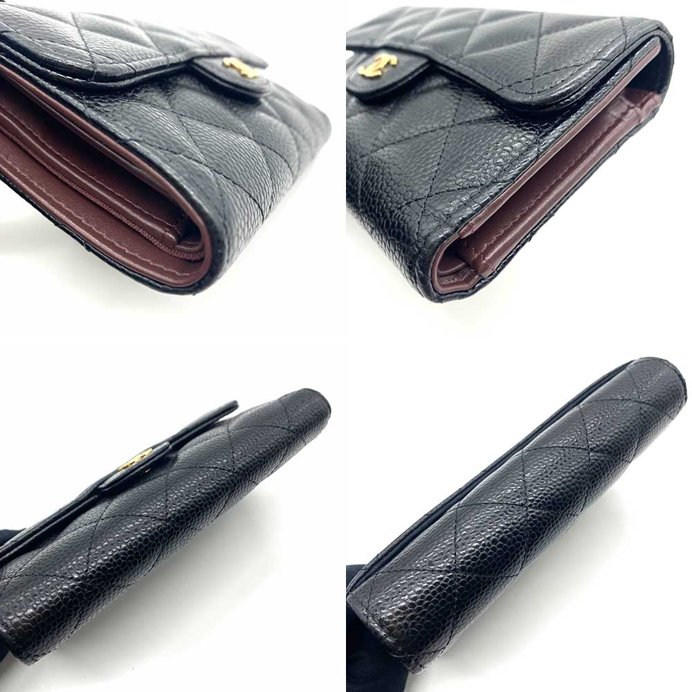 Used CHANELTri-fold wallet Matt caviar skin Women