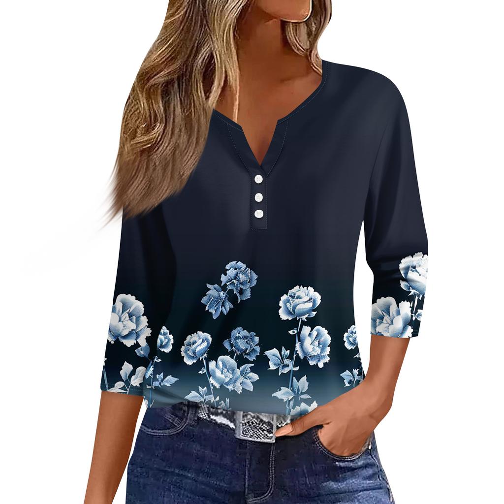 Damen 3/4-Ärmel Shirts Grafik-T-Shirts Shirts Lässige Basic-Tops Pullover