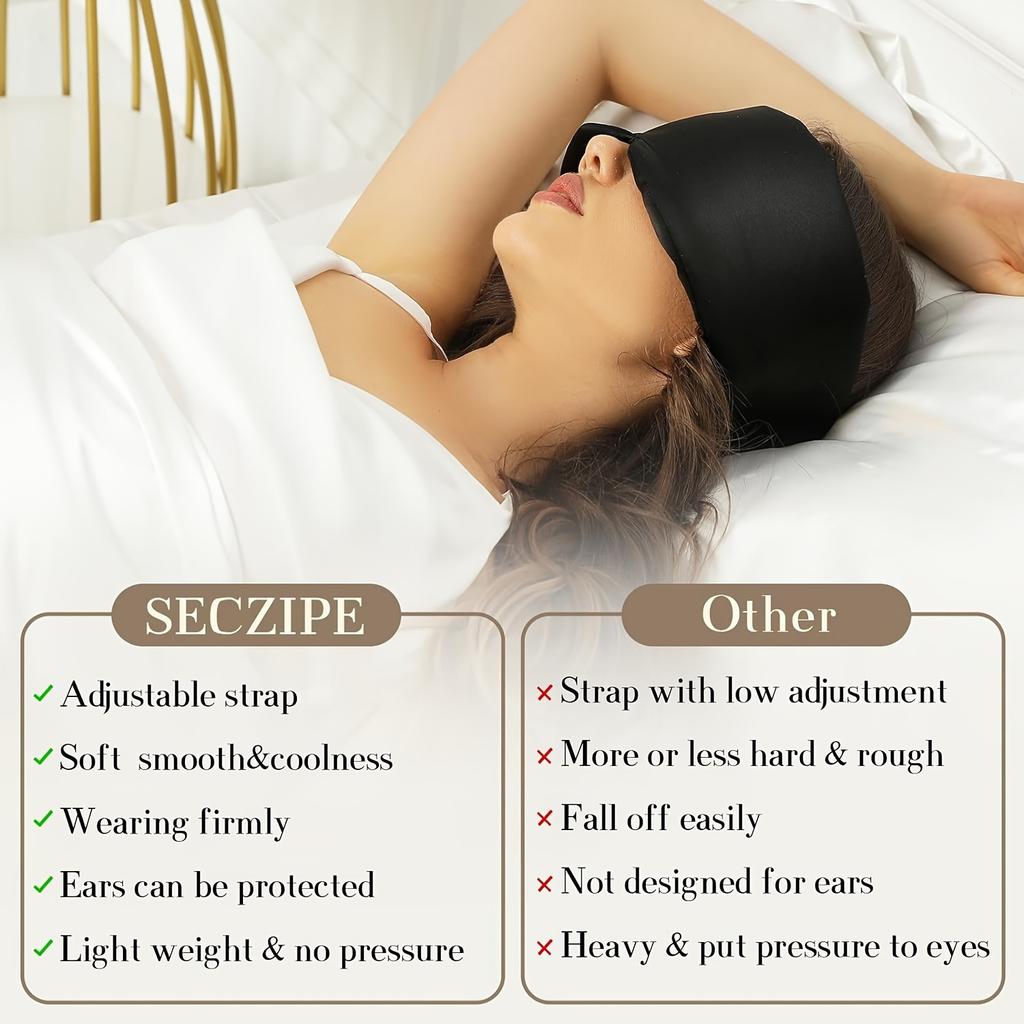 Silk Sleep Mask Full Eye Coverage Adjustable Breathable Skin-Friendly Light Blocking For Restful Sleep Comfort