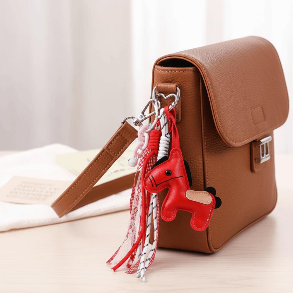 Cartoon Zodiac Pony Bag Pendant Leather Chinese New Year Gift Kawaii Horse Keychain  Backpack