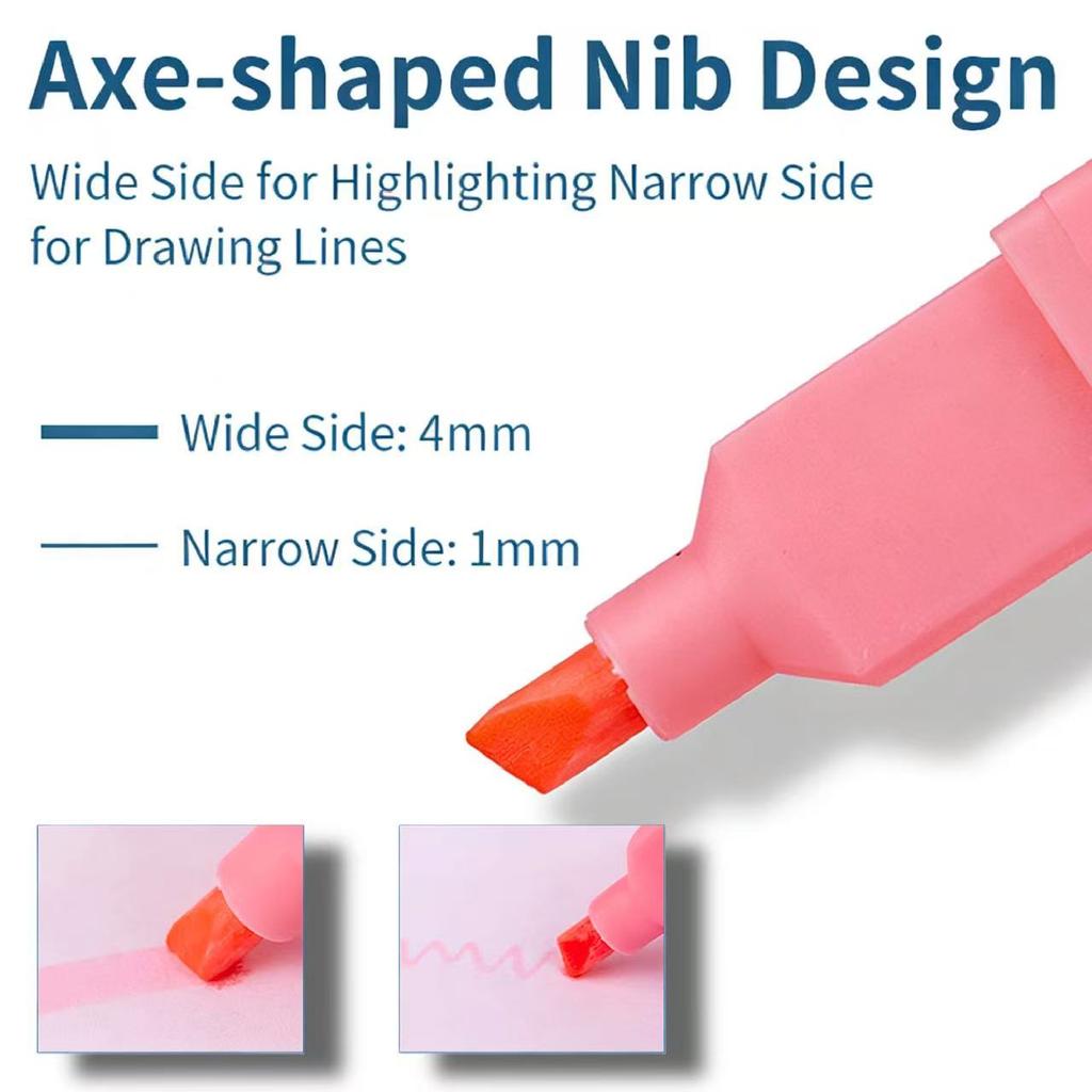 Ästhetisches Highlighter-Set 20 Farben, Keilspitze Kein Durchbluten Verschiedene Farbmarker für Schüler Journal Tagebuch Planer